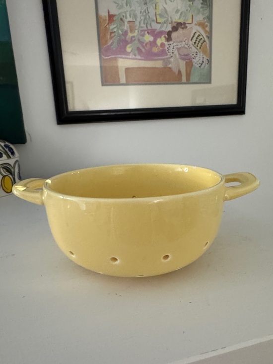 unbranded Other - Yellow Small Ceramic Colander - Dual Handle Kitchen Strainer